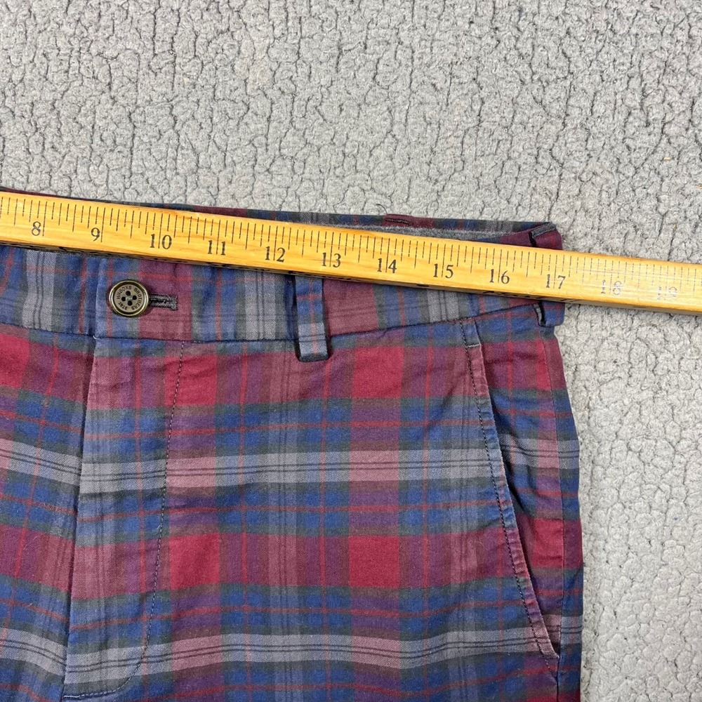 Brooks Brothers Clark Chinos Mens 34x32 Red Blue Plaid Stretch Cotton Pants - Picture 7 of 11